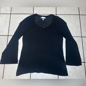 Nine & Co. Black Long Sleeve V-Neck Top